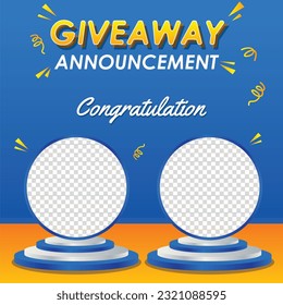 Giveaway winner announcement social media post banner template