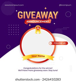 Giveaway winner announcement social media post banner template