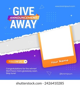 Giveaway winner announcement social media post banner template