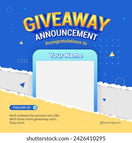 Giveaway winner announcement social media post banner template