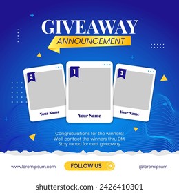 Giveaway winner announcement social media post banner template