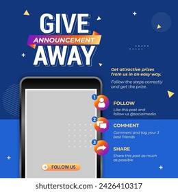 Giveaway winner announcement social media post banner template