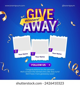 Giveaway winner announcement social media post banner template