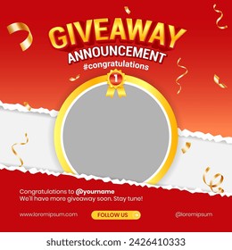 Giveaway winner announcement social media post banner template