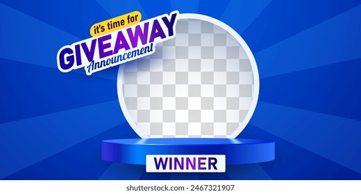 Giveaway winner announcement social media post template. Giveaway winner announcement. Vector illustration