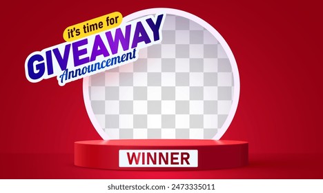 Giveaway winner announcement social media post template. Giveaway winner announcement. Vector illustration