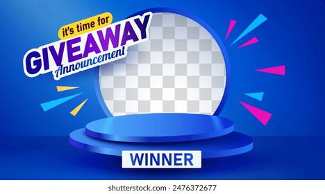 Giveaway winner announcement social media post template. Giveaway winner announcement. Vector illustration