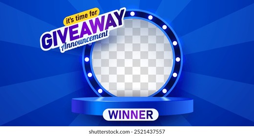 Modelo de postagem do anúncio do vencedor do Giveaway nas mídias sociais. Anúncio do vencedor do Giveaway. Ilustração vetorial