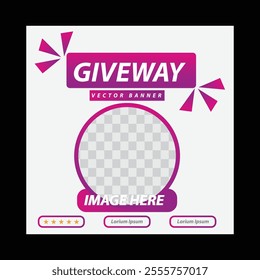 Giveaway winner announcement social media poster template vector illustration design background