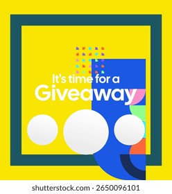 Giveaway winner announcement social media post template with colorful geometric ornaments. Perfect for business marketing and web ads. Festive giveaway background
