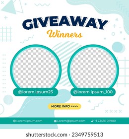 Giveaway Winner Announcement with Two Winner. 
for Social Media Post Banners Template
