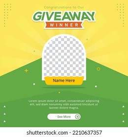 Giveaway winner banner congratulation greeting for social media post template