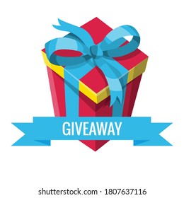 Regalo ganador presente. Afiche de regalo para publicación en medios sociales. Promo de regalos de compras y vacaciones para la boda. Concepto especial de felicitación por premios