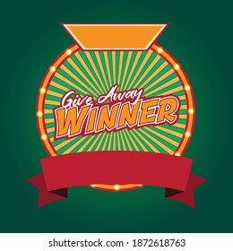 Giveaway winners. Design illustration template for social media post. Promotion Gift marketing