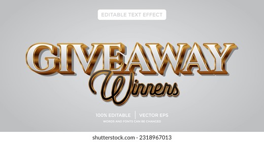 Giveaway Winners gold luxury 3D text effect template