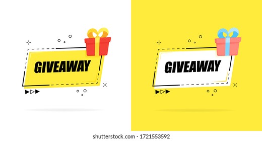 Giveaway winners poster template for social media posting or website. Banner for business, marketing and advertising. Vector illustration Gift box.