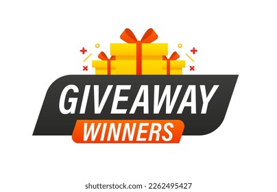 Giveaway winners poster template for social media posting. Gift concept for winners. Social media post template for promotion design. Vector illustration