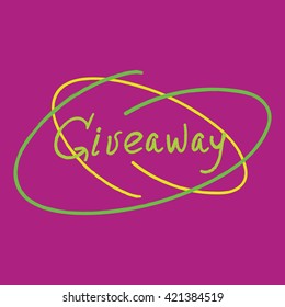 Giveaway word. Custom doodle typography. Banner for social media contests