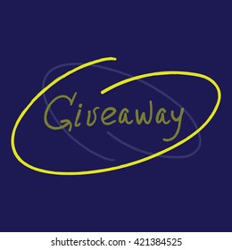 Giveaway word. Custom doodle typography. Banner for social media contests