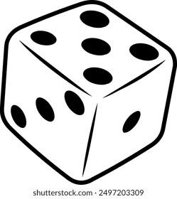 Given. Black and white drawing. Clip art of a dice. Vector art. Outlines. Sketch.