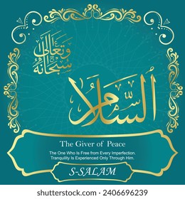 The Giver of Peace.
The One Who Is Free from Every Imperfection. Tranquility Is
Experienced Only Through Him.