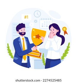 Giving awards to the best employees flat illustration