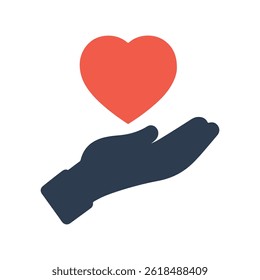 Giving Back A Hand Holding a Heart Icon