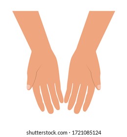 Giving or begging hands icon. Vector flat illustration