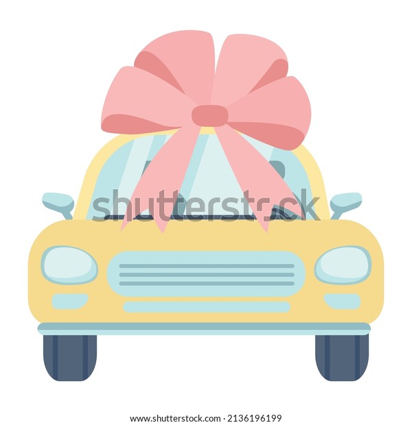 Giving car as gift semi flat color vector\
object. Full sized item on white. Surprise for car lover.\
Presenting automobile simple cartoon style illustration for web\
graphic design and\
animation