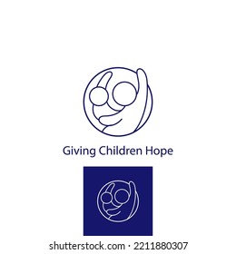 giving children hope. logo concept with adult and child symbols. Can be used for social logos, caring for children, social community logos with a focus on children