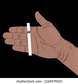 Giving A Cigarette To Someone With His Hand Vector