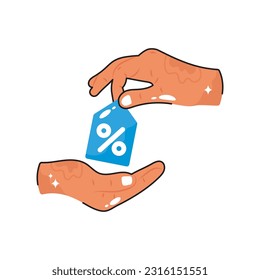 Giving Discount doodle vector outline Sticker. EPS 10 file
