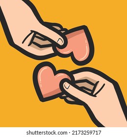 Giving each others love gesture hand illustration vector