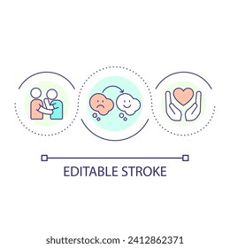 Giving emotional support loop concept icon. Change negative mental state. Psychotherapy abstract idea thin line illustration. Isolated outline drawing. Editable stroke