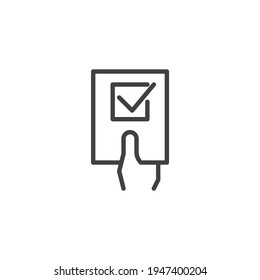 Giving feedback line icon. linear style sign for mobile concept and web design. Survey checklist outline vector icon. Customer review symbol, logo illustration. Vector graphics