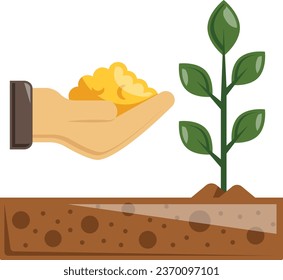 Giving feeds or nutrients to Plant concept, Adding Fertilizers vector color icon design, Lawn and Gardening symbol, Farm and Plant sign, agriculture and horticulture equipment stock illustration