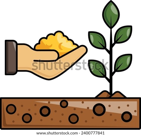 Giving feeds or nutrients to Plant concept, Adding Fertilizers vector icon design, Shrubs and Trees symbol, Plants and Flowers sign, Landscaping and Garden Tools stock illustration