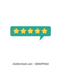 Giving five star rating with speech bubble, Feedback concept vector illustration flat style