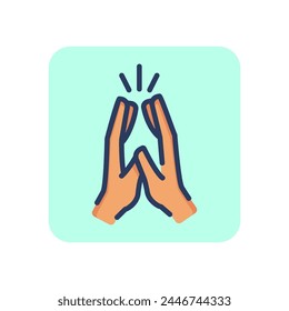 Giving five thin line icon. Success, relationship, hand outline sign. Friendship and love concept. Vector illustration, symbol element for web design and apps