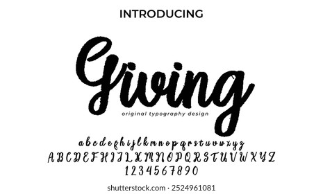 Giving Font Stylish brush painted an uppercase vector letters, alphabet, typeface