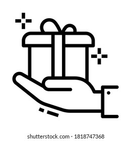 Geschenk, handgegeben Geschenkbox Vektorgrafik in Linienführung 