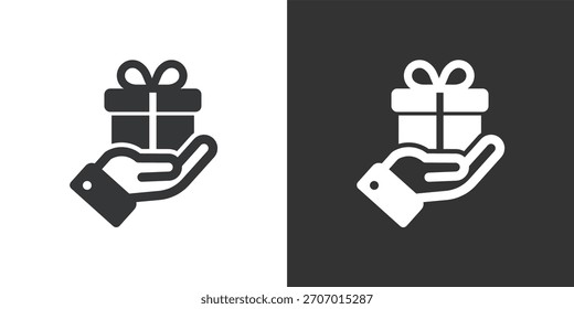 Giving a Gift icon. Solid glyph series icon