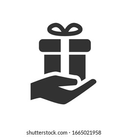 Giving gift vector icon on white background.