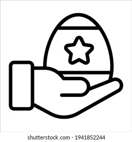 giving hand, Easter egg thin line icon  