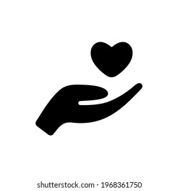 Dando un vector de icono de mano . Donación, reparto de manos con símbolo cardíaco ilustración vectorial