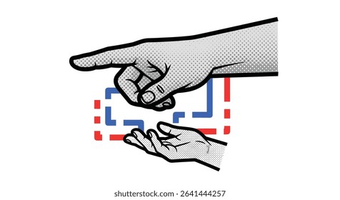 Giving Hand and Receiving Hand Presenting Exchange Concept with Abstract Shapes Overlaid