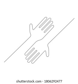 giving hands - continuous line art illustration of mutual help