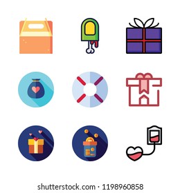 giving icon set. vector set about donation, help, takeaway and finger icons set.