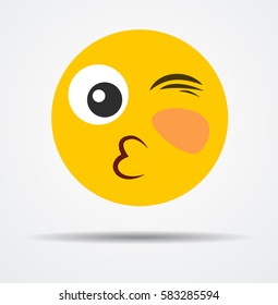 Giving a kiss emoticon in a flat design