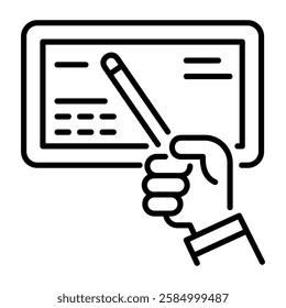 Giving lecture icon in linear style 